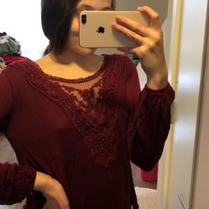 WOMENS BURGUNDY TOP